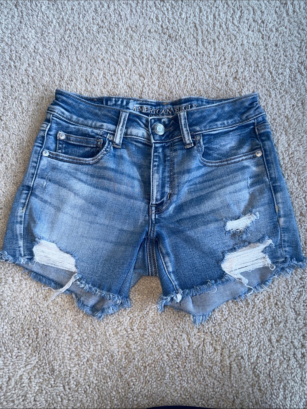 American Eagle Outfitters Distressed Blue Denim Cutoff Shorts